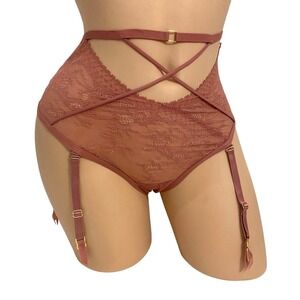 Victorias Secret MEDIUM Very Sexy Strappy Floral Lace High Waist Cheeky Panty‎